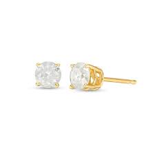 1 Ct T W Diamond Solitaire Stud Earrings In 14k Gold Banter Gold Diamond Earrings Studs Yellow Gold Diamond Earrings Diamond Studs