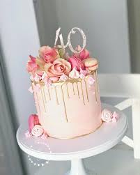 Pictures Of 40th Birthday Cakes For Ladies Pink And Gold Rosy Cake Simple And Feminine Pink Birthday Cakes Birthday Cake Roses 60th Birthday Cakes