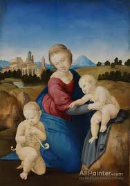 His work is admired for its clarity of form, ease of composition, and together with michelangelo and leonardo da vinci, he is one of the great masters of that period. Raphael Madonna And Child With The Infant St John Oil Painting Reproductions For Sale Allpainter Online Gallery