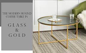 (3) total ratings 3, $183.06 new. Amazon Com Walker Edison Cora Modern Round Faux Glass Top Coffee Table With X Base 36 Inch Glass And Gold Furniture Decor