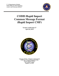 An official website of the united states government irs provides forms and publications in the file formats described below. Codis Rapid Import Common Message Format Rapid Import Cmf Fbi