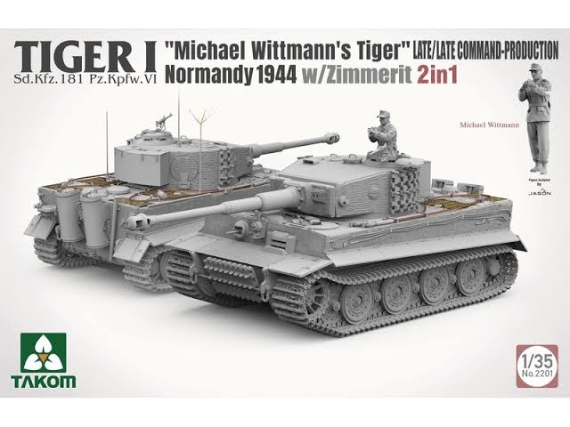 Takom 2201 - Tiger I Late Production w/zimmerit Normandy 1944 Sd.Kfz. 181  Pz.Kpfw. VI Ausf. E "Michael Wittmann's Tiger"(Late/Late Command) TAKOM2201  ...