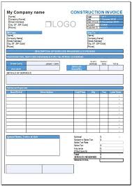 Free Professional Construction Invoice Template For Excel Receipt Template Invoice Template Templates