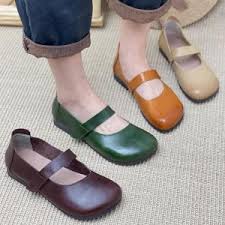 Buy dark green mary jane shoes New Arrivals Hook and Loop Leather Doll  Shoes Cozy Mary Jane Flats in Dark