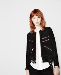 Kooples Jacket In Suede With Fringe Jackets Women Short Jacket