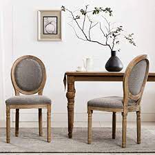 When looking for an accent chair or dining chair, you will want to consider the following questions. Amazon Com Retro Round Back Dining Chairs Distressed Wood Chairs With Round Back Upholstered Linen Kitchen Chairs For Dining Room Living Room Bedroom Set Of 2 Gray Chairs