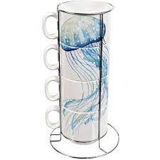 Your unique design is printed onto the white our personalized ceramic mugs are also a handy addition to your office kitchen to keep everyone. Dei Jellyfish Ceramic Stackable Mug Stand Set 17 Liked On Polyvore Featuring Home Kitchen Dining Drinkware Ceramic Mugs In 2021 Mugs Ceramics Ceramic Mugs