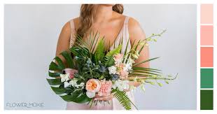 Complimenting your color selections with fun, breathable attire, and a natural, tropical setting really seal the deal on this popular destination wedding theme. Tropical Wedding Flower Packages Pinterest Style Mood Boards Flower Moxie