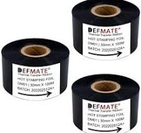 DEFMATE 3 Rolls 30mm x 100m Black Hot Stamping Foil Thermal Transfer Ribbon  Resin for Coder Printer Machine, Black Color Ribbon for Coding Machine