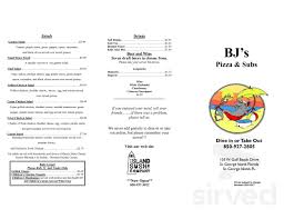 Bj S Pizza St George Island Menu Bj S Pizza Subs Menu In St George Island Florida Usa