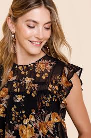 Francesca's Miranda Floral Tiered Babydoll Top