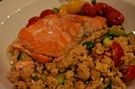 Season the shrimp with the paprika, 1/2 teaspoon salt and 1/4 teaspoon pepper. Roasted Salmon Fillets With Tomatoes And Feta Couscous