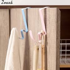 Us 4 74 5 Off 2pcs Over Door Hanger Hook Pocket Chart Hanging Hooks Metal Space Saving Organizer For Coat Towel Bag Robe Clothes Storage Rack In