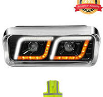 Headlight LED Black Driver Peterbilt 357 365 378 379