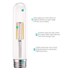 The t stands for the tubular shape of the light bulb and the f stands for the bulbs fluorescent wattage equal. Luxrite Vintage T9 Led Tube Light Bulbs 60w Equivalent 2700k Warm White 550 Lumens Dimmable 5w E26 Base 4 Pack Overstock 28958669