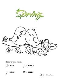 Use the love birds coloring sheet when studying about birds and their nature. Spring Love Birds Note Value Coloring Sheet For In Person Distance Learning