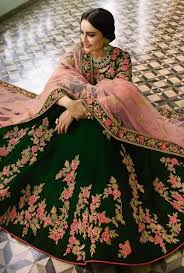 Dark Green Lehenga Dress Desi Royale Green Lehenga Lehenga Choli Simple Lehenga Choli
