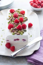 Honey Yogurt Semifreddo With Raspberries And Pistachios Recipe Semifreddo Recipe Desserts Frozen Desserts