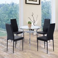 Black Dining Table And Chairs For 4 Kitchen Round Glass 5 Pcs Modern Furniture Dining Table Chairs Furniture Dining Table Black