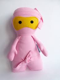 Ninja Handmade Fabric Doll Baby Pink Ninja Fabric Dolls Pink Ninja Baby Pink