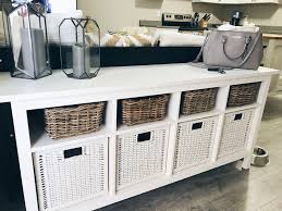 Hemnes Sofa Table From Ikea Featuring The Branas And Byholma Baskets Console Table Decorating Living Dining Room Home Decor
