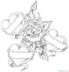 These tinting books allow every person be an imaginative wizard. Rose And Heart Coloring Pages Roses Hearts Banners Tattoo Printable 2021 5128 Coloring4free Coloring4free Com