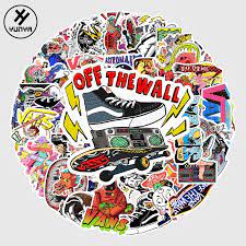 50 Pcs Moda Dos Desenhos Animados Vans Adesivo Impermeavel Skate Snowboard Retro Graffiti Vinil Adesivo Notebook Shopee Brasil