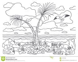 Paisaje De Costa Para Colorear