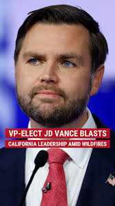 'HEARTBROKEN': Vice president-elect JD Vance highlights the failures from  the leadership in California as the wildfires continue to ravage the state. 