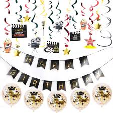 Check spelling or type a new query. Movie Star Birthday Party Decoration Kit Happy Birthday Banner Foil Swirl Hanging Balloons Decor Birthday Camera Party Supplies Party Diy Decorations Aliexpress