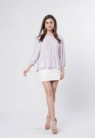 Lilith - Flowy Tiered Swing Top with Lace - Lilac - Metrojaya