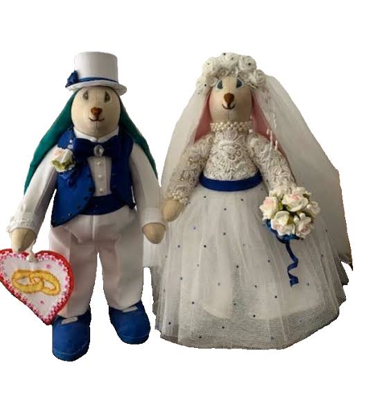 Handmade Stuffed Tilda Dolls Bunnies Bride and Groom Wedding Gift, Décor 13Inch | eBay