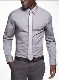 Regis Monochromatic Tie And Shirt Lighter Tie Http Www Express Com 1mx Fitted Stretch Cotton Shirt 2 Business Attire For Men Mens Outfits Men Shirt Style
