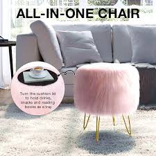 Our living room furniture category offers a great selection of ottomans & storage ottomans and more. Furniture Bedroom Decorative Furniture Chairs Modern Round Storage Ottoman For Makeup Greenstell Pink Faux Fur Vanity Stool Chair 4 Metal Legs With Anti Slip Pad Soft Furry Compact Padded Seat Accent Furniture