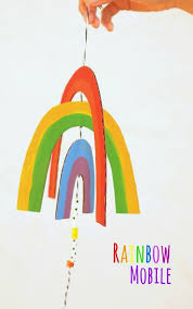 Diy Easy Breezy Cardboard Rainbow Mobile Template Included Rainbow Crafts Kids Art Projects Cool Art Projects