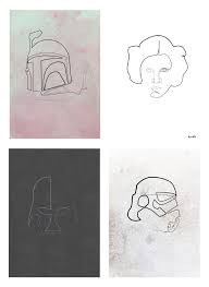 One Line Starwars Poster Art Print By Quibe Society6 Drawing Stars Star Wars Art Star Wars Tattoo