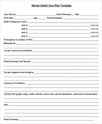 mental health care plan template 9 free sample example