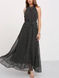 Black Sleeveless Polka Dot Maxi Dress Maxi Dress Evening Polka Dot Maxi Dresses Maxi Dress Online