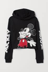Kapusonlu Kisa Ust Siyah Mickey Mouse Cocuk H M Tr Disney Sweatshirts Kapusonlu Kiz Elbiseleri