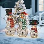 Amazon.com: 3-Piece Lighted Snowman Family Set - Large 2D ...
