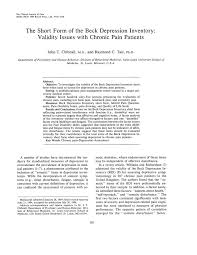 The scoring scale is at the end of the questionnaire. Pdf The Short Form Of The Beck Depression Inventory Validity Issues With Chronic Pain Patients
