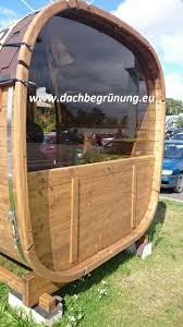 Russische Fass Sauna Mit Ohne Grundach Dachbegrunung Barrel Sauna Outdoor Decor Outdoor Bed