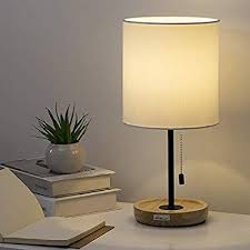 Haitral Bedside Table Lamp Modern Nightstand Lamps With Wooden Base Pull Chain Switch Desk Lamps Fo Bedside Table Lamps Modern Wooden Table Lamps Table Lamp