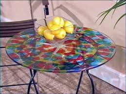 How To Paint A Colorful Kaleidoscope Table Glass Top Table Painted Table Tops Dining Table Makeover