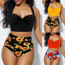 Maybe you would like to learn more about one of these? New Women Fashion Two Piece Sunflower Printed Bikini Set Swimsuit Bathing Suit Beach Wear High Waist Bikini Swimwear Wish