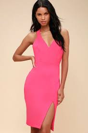 Aglow Fuchsia Bodycon Midi Dress Midi Dress Bodycon Dresses Fuchsia Dress