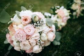 Bouquet of flowers wedding white. Beautiful Wedding Bouquet Of Pink And White Roses And Eucalyptus Stock Photo Picture And Royalty Free Image Image 152435651