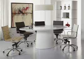 White oval conference table with black leather chairs on. Modern White Lacquer 79 Oval Conference Table Or Executive Desk Officedesk Com