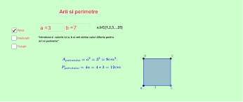 Introdu una din valori si celelalte sunt calculate automat. Arii Si Perimetre Geogebra