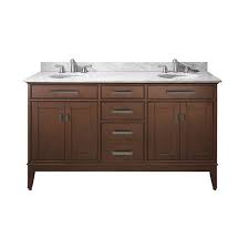 Alistair 60 double vanity in north american oak with white grain stone countertop without mirror. Avanity Madison Tobacco 60 Inch Double Sink Vanity With Carrera White Marble Top Madison Vs60 To C Bellacor